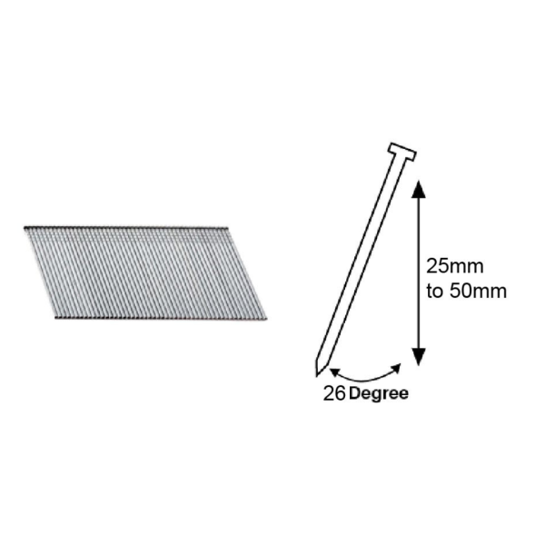16 Gauge 26 Degree Angled Finish Nails