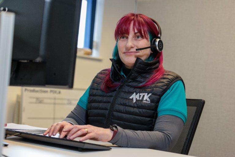 Jill MTK customer service headset computer ready to take your call